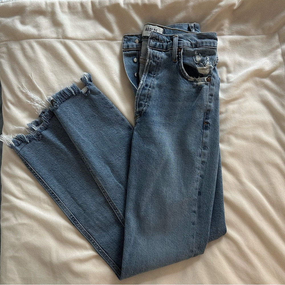 Agolde Blue Cropped Ankle Jeans